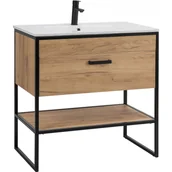 Szafki łazienkowe - Szafka z Umywalką 821 Brooklyn Comad Dąb Craft Złoty, Czarny - miniaturka - grafika 1