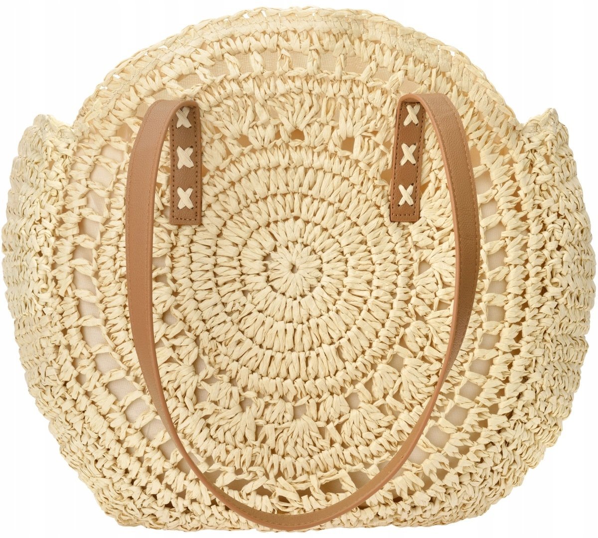 Zapinana Torebka Na Lato Pleciona Raffia Koszyk Plażowa Miejska Beżowa A4