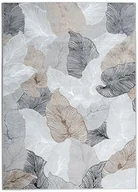 Dywany - Dywan Nowoczesny Liście Miękki Szary Połyskujący 80x150cm - miniaturka - grafika 1