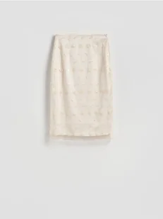 Reserved - Spódnica midi z cekinami - złamana biel - Spódnice - miniaturka - grafika 1