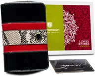 Portfele - Pionowy skórzany portfel z wężowym wzorem - Peterson - miniaturka - grafika 1