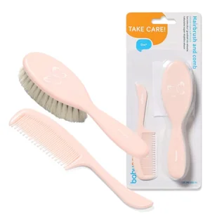 Babyono Zestaw Grzebień I Szczotka Do Włosów Z Naturalnego Włosia 0m+ Jasnoróżowy - Inne akcesoria do pielęgnacji dzieci - miniaturka - grafika 1