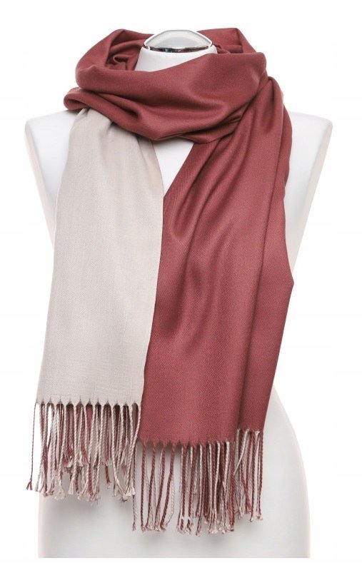 SZAL DAMSKI SZALIK MODNY Z FRĘDZLAMI STYLOWY JESIEŃ ZIMA DWUSTRONNY MORAJ PINK