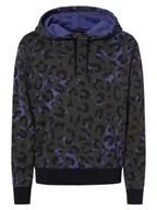 Bluzy męskie - BOSS Orange Bluza męska z kapturem - We_Leopard Mężczyźni Bawełna lila|zielony|czarny wzorzysty, S - miniaturka - grafika 1