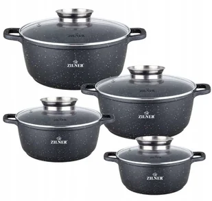 Garnki marmurowe czarne 16/20/24/28 cm zestaw 8 el Zilner indukcja gaz - Zestawy garnków i patelni Garnki marmurowe czarne 16/20/24/28 cm zestaw 8 el Zilner indukcja gaz - Zestawy garnków i patelni - miniaturka - grafika 1