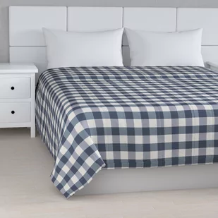 Dekoria Narzuta pikowana w pasy granatowo biała krata 5,5x5,5cm) szer.260 × dł.210 cm Quadro 500-136-03 - Narzuty - miniaturka - grafika 1