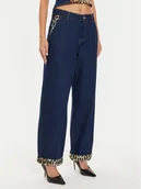 Spodnie damskie - Noisy May Jeansy 27033508 Granatowy Wide Leg - miniaturka - grafika 1