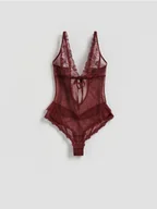 Reserved - Koronkowe body - mahoniowy