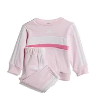 Odzież sportowa dziecięca - adidas Uniseks - niemowlęta SEASONAL ESSENTIALS TIBERIO 3 STRIPES FLEECE CREW SET, clear pink/pink fusion/white, 9-12 Months - miniaturka - grafika 1