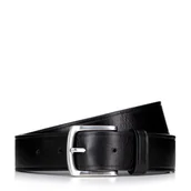 Paski - Skórzany pasek z prostokątną klamrą czarny - miniaturka - grafika 1