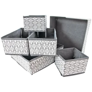 Zestaw organizer do szafy pudełko tekstylne 6 sztuk szary - Meble modułowe i akcesoria - miniaturka - grafika 1