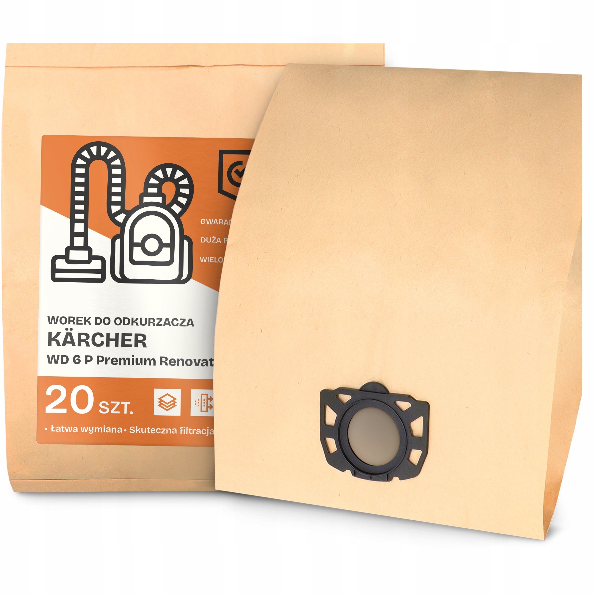 20x Worek do Odkurzacza Kärcher Wd 6 P Premium Renovation Kit Worki 2A-W