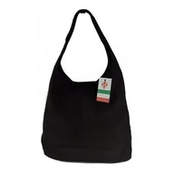 Torebki damskie - Zamszowy worek , Włoska skórzana torba xl a4 Czarny shopper bag W356N - miniaturka - grafika 1