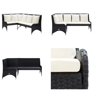 vidaXL Narożnik ogrodowy 2 szt. Poli rattan czarny - Sofa ogrodowa - Sofy ogrodowe - Sofa - Sofy - Sofy ogrodowe - miniaturka - grafika 1