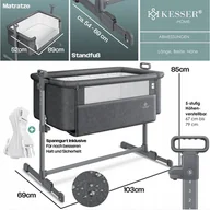 Łóżeczka i kojce - Łóżeczko turystyczne 3W1 DLA DZIECI NA KÓŁKACH REGULACJA KESSER DOSTAWNE - miniaturka - grafika 1