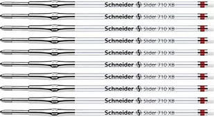 Schneider 171002 Slider 710 wkłady do długopisów (technologia ViscoGlide, szerokość kreski XB) 10 sztuk czerwony - Długopisy - miniaturka - grafika 1