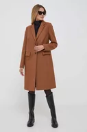 Płaszcze damskie - Tommy Hilfiger płaszcz wełniany kolor brązowy przejściowy - miniaturka - grafika 1