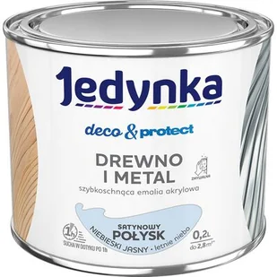 Farba akrylowa Jedynka Deco&Protect Drewno i Metal Satynowy Połysk Niebieski Jasny 0,2L - Emalie - miniaturka - grafika 1