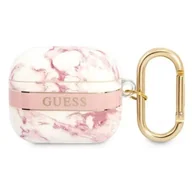 Akcesoria do słuchawek - Guess GUA3HCHMAP AirPods 3 cover różowy/pink Marble Strap Collection - miniaturka - grafika 1