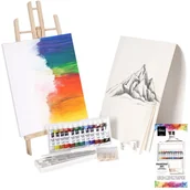 Farby i media malarskie - Artist Zestaw malarski artystyczny do malowania obrazów sztaluga farby akrylowe paleta podobrazie 23 el. - miniaturka - grafika 1