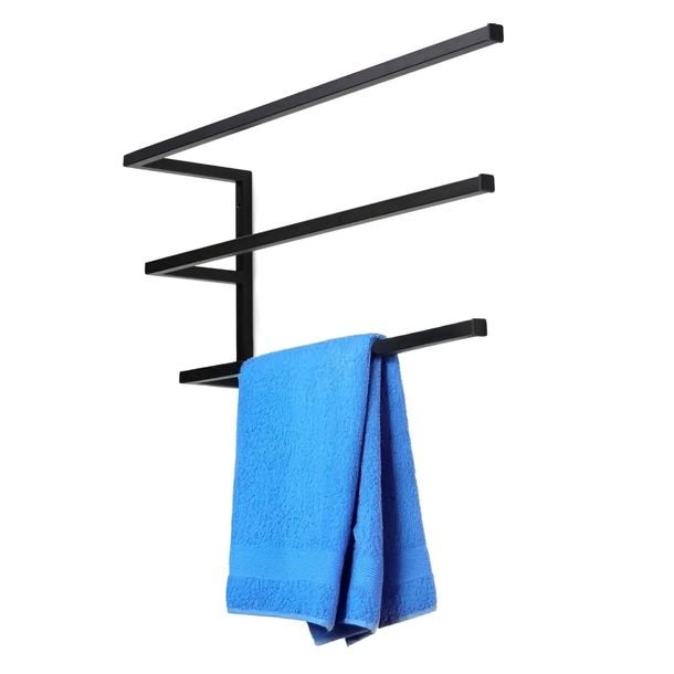 CZARNY Wieszak ścienny uchwyt na 3 ręczniki łazienkowe LOFT 60 cm