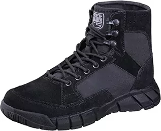 Botki damskie - FREE SOLDIER Męskie botki ultralekkie wojskowe taktyczne buty robocze do kostek do kostek 15 cm koronki do oddychających butów Desert Boots, 41_EU, czarne (cienki krój) - grafika 1