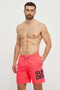 Stroje kąpielowe - Superdry szorty kąpielowe kolor różowy - grafika 1