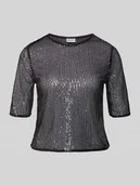 Koszulki i topy damskie - T-shirt o kroju shaped fit z cekinowym obszyciem model ‘JACK’ - miniaturka - grafika 1