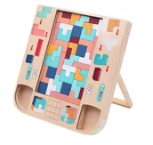 Zabawki sensoryczne - Drewniany Tetris Montessori Dla Dzieci Sensoryczna Zabawka Edukacyjna - miniaturka - grafika 1