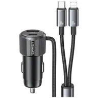 Ładowarki samochodowe - Ładowarka samochodowa USAMS YT Series CC287 66W 1xUSB-A 1xUSB-C + kabel 2w1 USB-C/Lightning tarnish - miniaturka - grafika 1