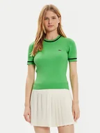 Swetry damskie - Lacoste Sweter AF6946 Zielony Slim Fit - miniaturka - grafika 1