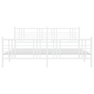 Metalowa rama łóżka z wezgłowiem i zanóżkiem, biała, 183x213 cm - Łóżka - miniaturka - grafika 5