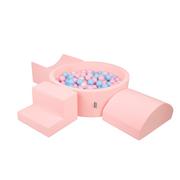 Suche baseny - KiddyMoon Piankowy plac zabaw PPZP-OK30D-134 z piłeczkami różowy: babyblue-pudrowy róż-perła basen 200/rampa L/półwałek L/schodek - miniaturka - grafika 1