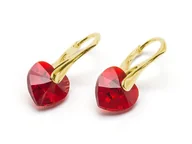 Kolczyki - Kolczyki pozłacane srebro 925 z kryształami Swarovski Serca 10mm Siam - miniaturka - grafika 1