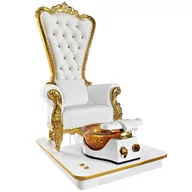Fotele kosmetyczne - Fotel kosmetyczny elektryczny do pedicure z hydromasażerem stóp do salonu SPA biały - miniaturka - grafika 1