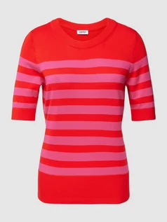 Koszulki i topy damskie - T-shirt o kroju regular fit z prążkowanym wykończeniem - grafika 1