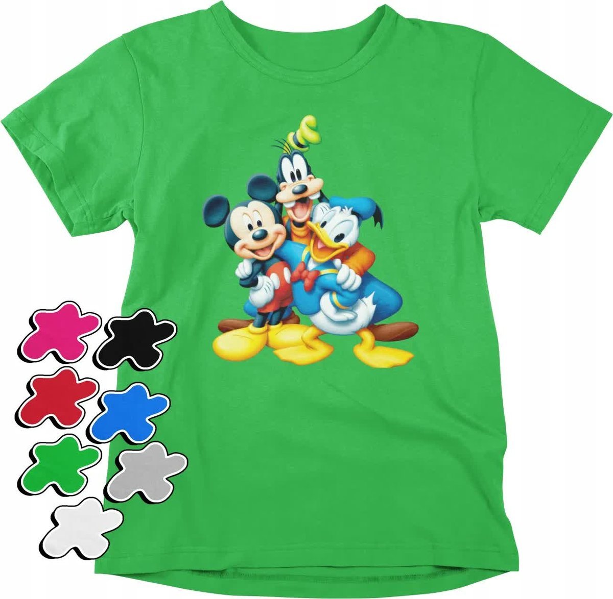 Koszulka T-Shirt Dziecięca Z Nadrukiem Myszka Miki Goofy Donald -L 146-152