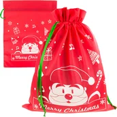 Ozdoby bożonarodzeniowe - WOREK MIKOŁAJA NA PREZENTY POD CHOINKĘ MIKOŁAJKI DUŻY CZERWONY - miniaturka - grafika 1