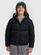 Kurtki i kamizelki sportowe męskie - 4F Kurtka puchowa z wypełnieniem syntetycznym chłopięca - czarna 122 (6-7 lat) - miniaturka - grafika 1