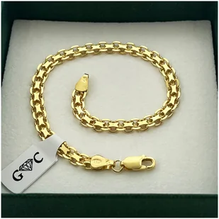 BRANSOLETKA ZŁOTA MĘSKA 925/585 SREBRO BISMARK 23cm/5mm + GRAWER + Y - Bransolety męskie BRANSOLETKA ZŁOTA MĘSKA 925/585 SREBRO BISMARK 23cm/5mm + GRAWER + Y - Bransolety męskie - miniaturka - grafika 1