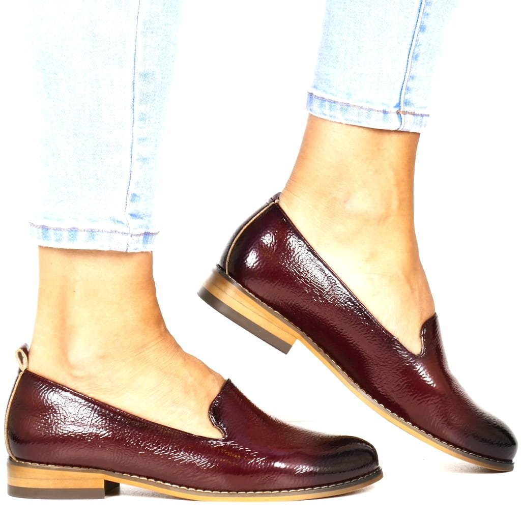 DAMSKIE MOKASYNY NA PŁASKIEJ PODESZWIE LORDSY POTOCKI 19337 BORDOWE