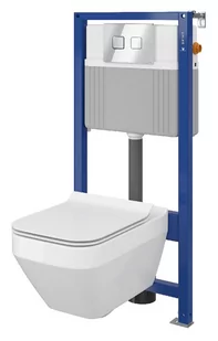 Cersanit Crea Set B26 miska WC CleanOn z deską wolnoopadającą Slim i stelaż podtynkowy Aqua z przyciskiem spłukującym Accento Square chrom błyszczący S701-315 S701-318 - Stelaże i zestawy podtynkowe do WC - miniaturka - grafika 8