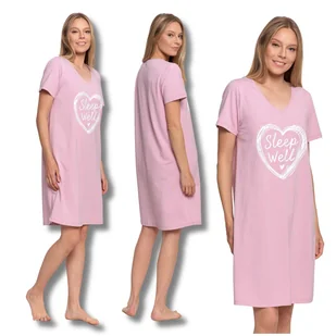 KOSZULA NOCNA Z NADRUKIEM UROCZA PIŻAMA DAMSKA Z KRÓTKIM RĘKAWEM MORAJ 3XL - Bielizna nocna - miniaturka - grafika 1