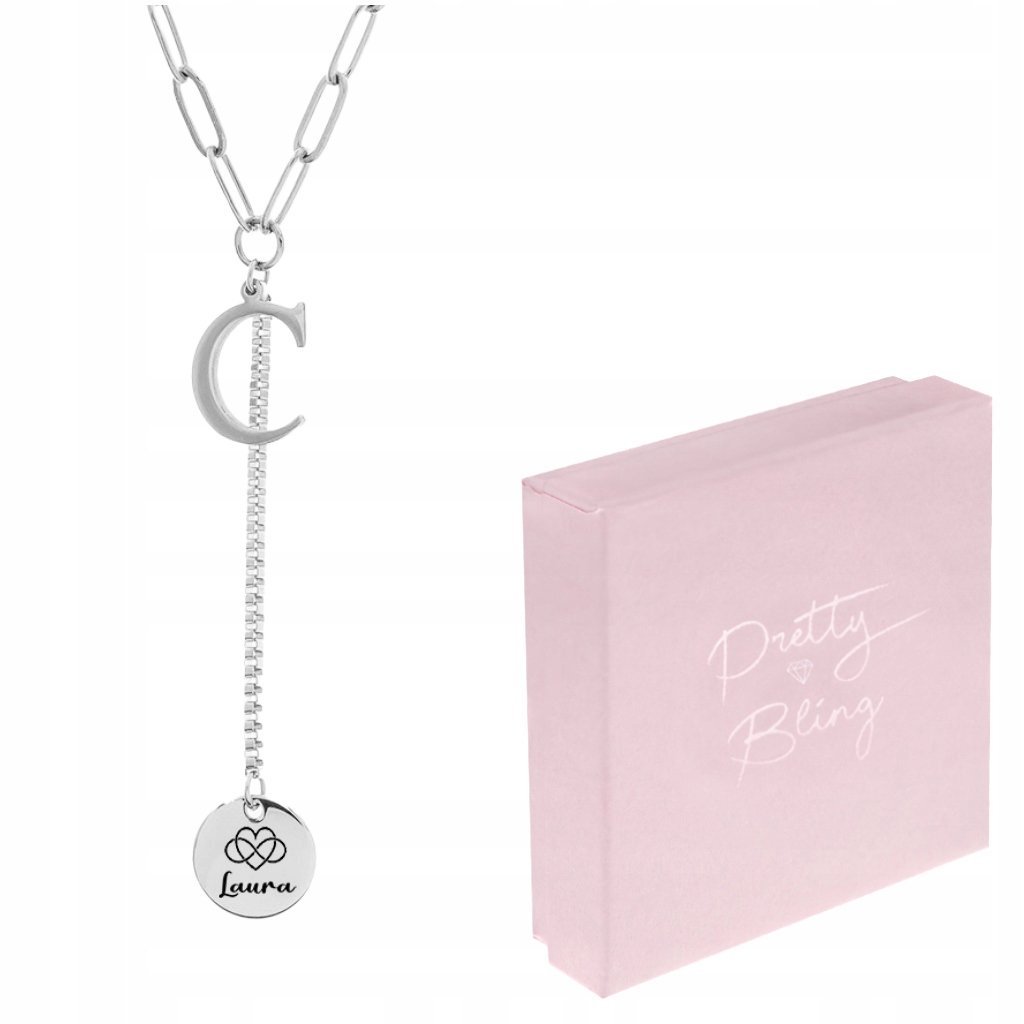 Naszyjnik celebrytka srebrna LITERKA C + GRAWER