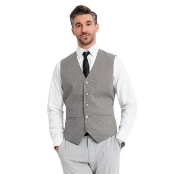 Żakardowa kamizelka męska casual bez klap szara V2 OM-BLZV-0111 L
