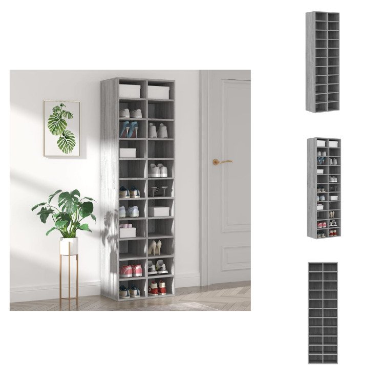 vidaXL Stojak na buty szary Sonoma 54x34x183 cm Materiał drewnopochodny - Stojaki i szafki na buty