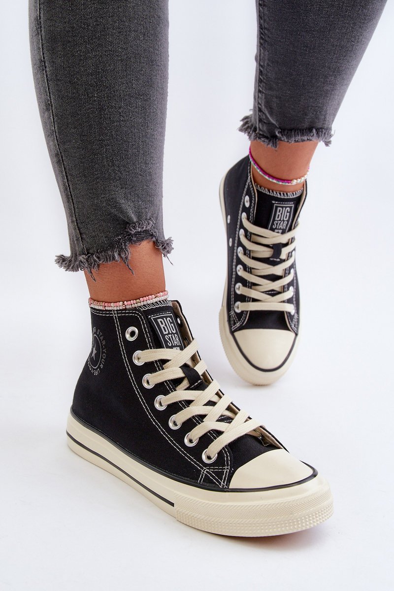 Trampki Damskie Wysokie Big Star NN274283 Czarne-37