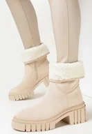 Botki damskie - Beżowe Botki na Grubej Podeszwie Daldala - miniaturka - grafika 1