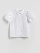 Bluzki dla dziewczynek - Reserved - Biała koszula z bufkami - biały - miniaturka - grafika 1