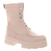 Botki damskie - Marco Tozzi Damskie Kremowe Botki Skórzane 39 - miniaturka - grafika 1